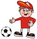Sportsman, man and soccer ball, cartoon, funny vector illustration, eps.