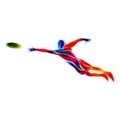 Sportsman throwing flying disc. Ultimate game Royalty Free Stock Photo