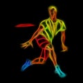 Sportsman throwing frisbee. Colorful illustration