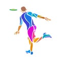 Sportsman throwing flying disc. Ultimate frisbee game. Royalty Free Stock Photo