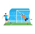 Sportsman vector illustration, cartoon flat professional man soccer player characters jumping, playing football isolated Royalty Free Stock Photo