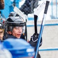 Sportsman waiting for substitution in hockey game