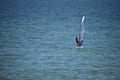 sportsman with wing foil sailing, in the sea. Windsurfing, Extreme Sport. Azov sea, Russia - July 25.2021 Royalty Free Stock Photo