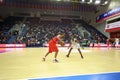 Sportsman from Zalgiris poses in block for CSKA Moscow