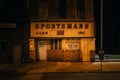 Sportsmans Club sign at night, Wheeling, West Virginia