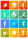 Sportsmen and sports balls Royalty Free Stock Photo