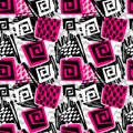 Sportswear print, youth seamless pattern, bright dynamic geometric motif