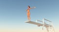 Sportswoman on a diving board