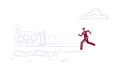 Sportswoman jogging runner woman running outdoor city urban park cityscape background healthy lifestyle concept sketch