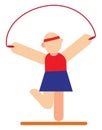 Sportswoman jumping rope, icon