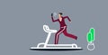 Sportswoman running on treadmill girl using phone taking selfie on smartphone camera social media network healthy Royalty Free Stock Photo