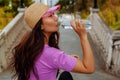 Sporty Asian Woman Drinking Water Outdoor On Hot Sunny Day Royalty Free Stock Photo