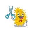 Sporty bacteria spirilla cartoon character design with barber