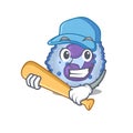 Sporty basophil cell cartoon character design with baseball