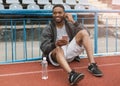 Athlete african man having rest