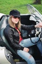 Sporty Blond In Sports Car Royalty Free Stock Photo