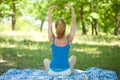 Sporty blonde girl doing fitness outdoor Royalty Free Stock Photo