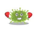 A sporty boxing athlete mascot design of haploviricotina with red boxing gloves