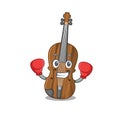 Sporty Boxing violin mascot with character style