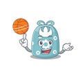 Sporty cartoon mascot design of baby apron with basketball