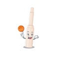 Sporty cartoon mascot design of concealer stick with basketball