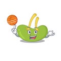 Sporty cartoon mascot design of spleen with basketball