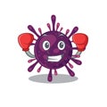 A sporty coronavirus kidney failure boxing mascot design style