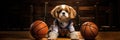 Sporty Dog Ready For A Game In A Basketball Jersey