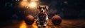 Sporty Dog Ready For A Game In A Basketball Jersey