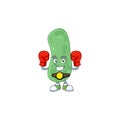 A sporty enterobacteriaceae boxing athlete cartoon mascot design style