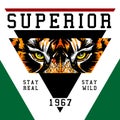 Beast mode superior eyes of the tiger illustration vintage wall art t shirt graphic design Royalty Free Stock Photo