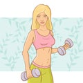 Sporty girl doing a workout with dumb-bell Royalty Free Stock Photo