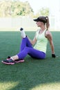 Sporty girl on the stadium Royalty Free Stock Photo