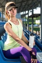 Sporty girl on the stadium Royalty Free Stock Photo