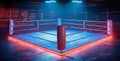 Sporty glow Illuminated center in a professional modern boxing ring