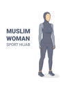 Sporty Hijab Muslim Girl Ready for Exercises silhouette