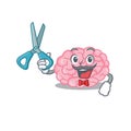 Sporty human brain cartoon character design with barber Royalty Free Stock Photo