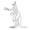A sporty male kangaroo in boxing gloves. The Australian symbol.