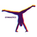 Sporty man doing handstand exercise. Gymnast. Silhouette of a Dancer. Gymnastics Activities for Icon Health and Fitness Community