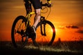 Sporty Man Riding a Bicycle on the Country Road. Royalty Free Stock Photo