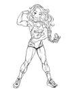 Sporty manga style girl coloring page illustration