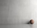 Sporty minimalistic gray background with empty space for text. Basketball ball on gray wall with copy space. Ai, Ai Generated