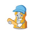 Sporty pencil sharpener cartoon character design with baseball