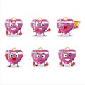 A sporty pink love gift box boxing athlete cartoon mascot design