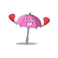 A sporty pink umbrella boxing mascot design style