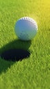 Sporty rendering 3D illustration of golf ball on fairway