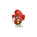 A sporty right human kidney boxing athlete cartoon mascot design style