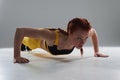 Sporty rude woman doing push-ups Royalty Free Stock Photo