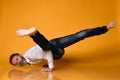 Sporty senior man doing Arm balance exercise for strength, yoga, pilates training, Royalty Free Stock Photo
