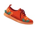 Sporty shoe with flowers and leaf icon Royalty Free Stock Photo